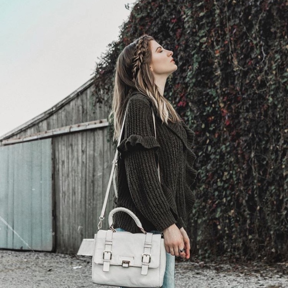 Cropped Army Green Off the Shoulder Sweater - Picture 2 of 2